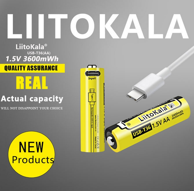 LiitoKala USB-T36 1.5V AA 2400mAh Battery