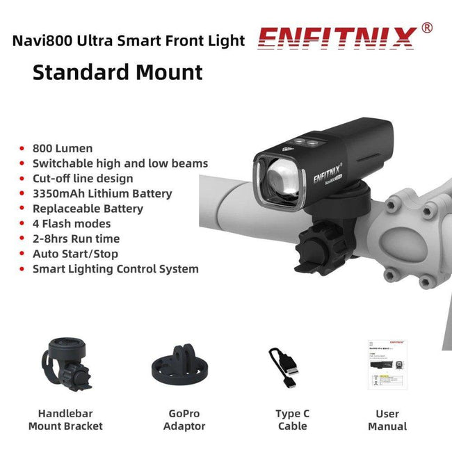 Enfitnix Navi800 Smart Fahrrad-Frontlicht