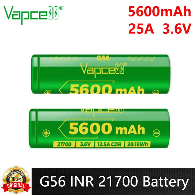 Vapcell G56 INR21700 5600mAh Rechargeable Lithium Ion Battery