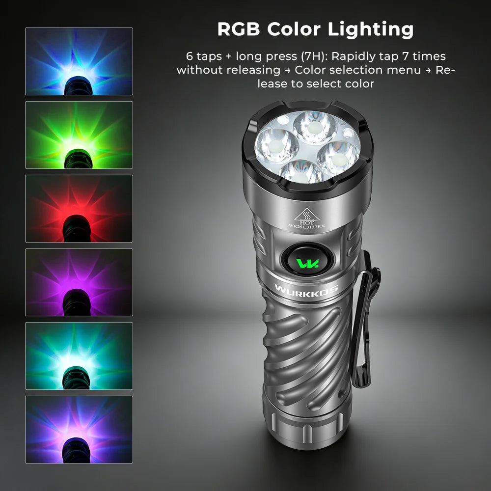 Wurkkos TS26 Andural 2.0 3400Lm Rechargeable Flashlight 360° With RGB