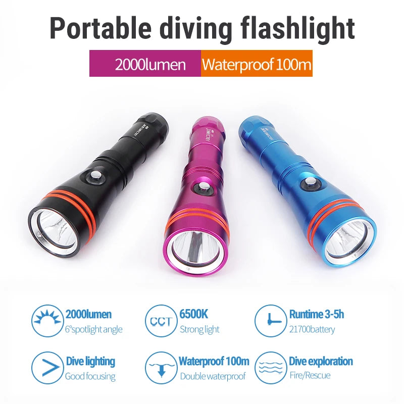 ARCHON S10P 2000lumen 6500K scuba diving lighting flashlight