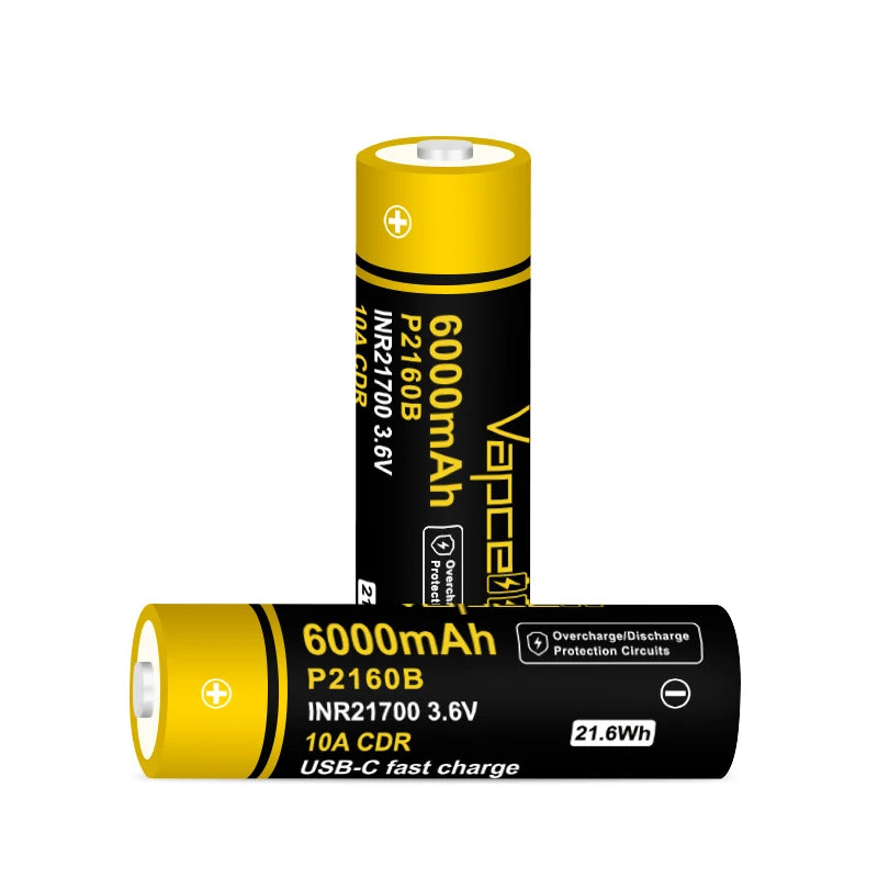 Vapcell P2160B 6000mah 10A 21700 Type- C Battery
