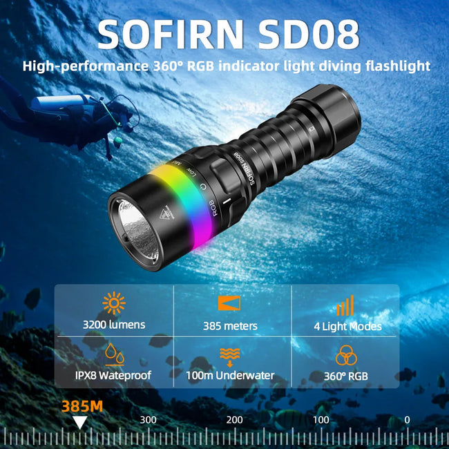 Sofirn SD08 3200lm Diving Flashlight