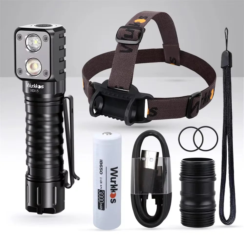 Wurkkos HD15 2000 Lumens Dual-Beam Right-Angle Flashlight