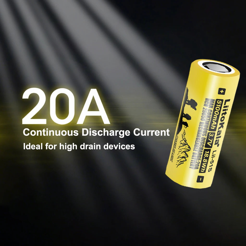 LiitoKala Lii-51S 26650 5200mAh Rechargeable Li-ion Battery