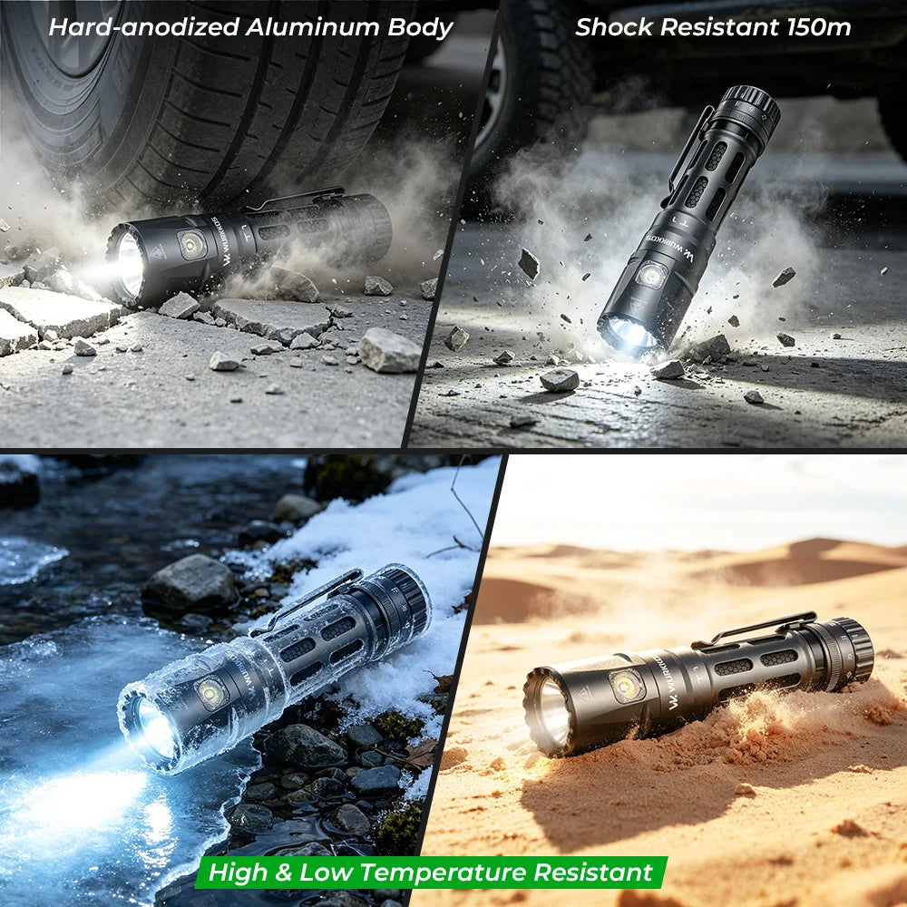 Wurkkos T1 Rechargeable Tactical Utility Flashlight with Multi-Color Utility Side Light