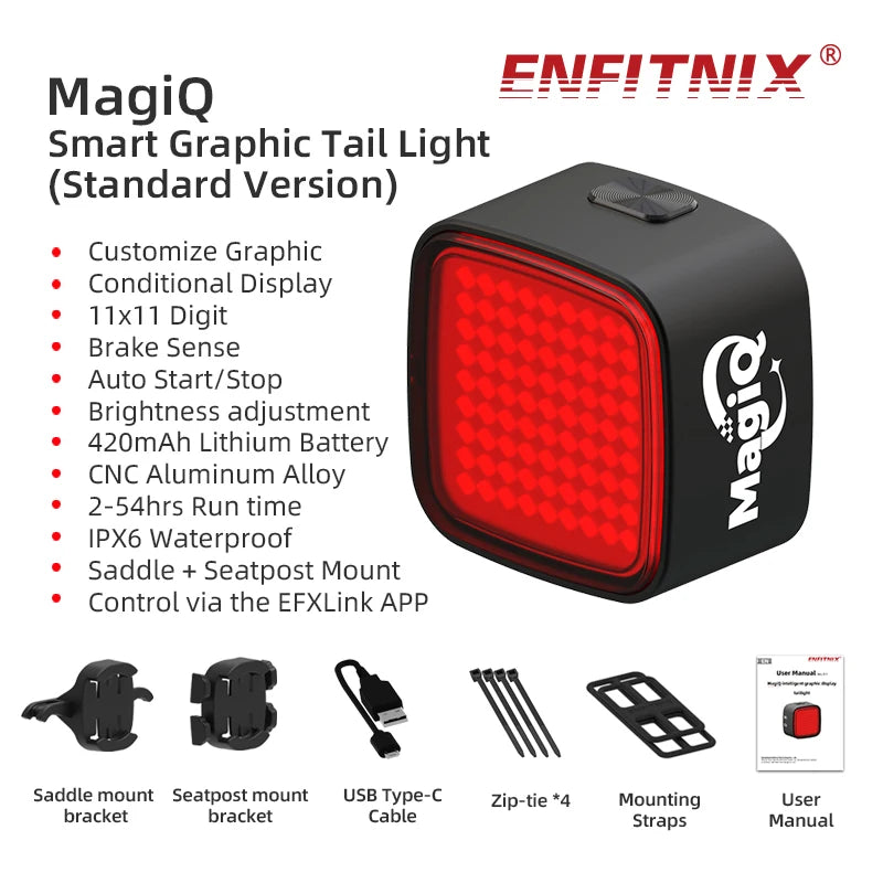 Enfitnix MagiQ Smart Graphic Display Bike Taillight