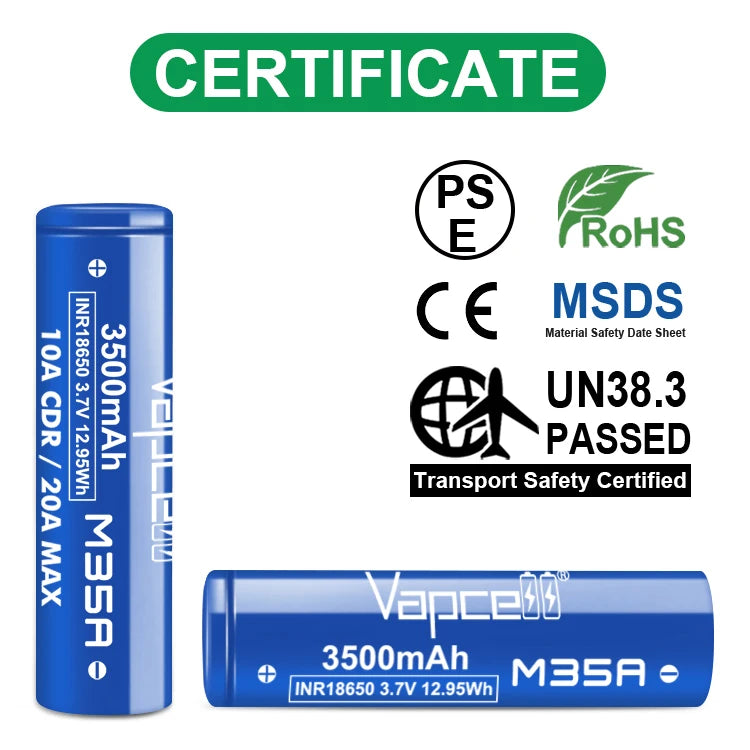 Vapcell M35A 18650 3500mah 10A/20A