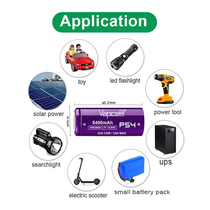 Vapcell 26650 P54 5400mah 20A/35A