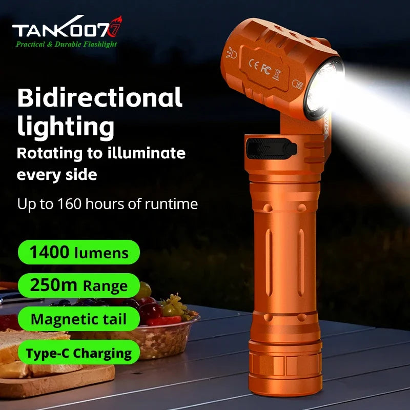 Tank007 WK1 Bidirectional Rotation Magnetic Suction Flashlight
