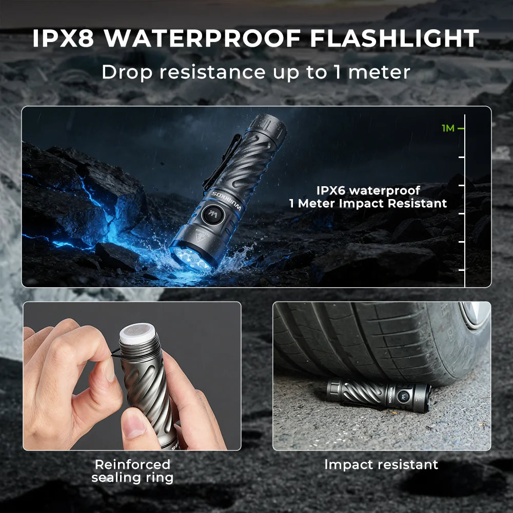 Wurkkos TS26 Andural 2.0 3400Lm Rechargeable Flashlight 360° With RGB