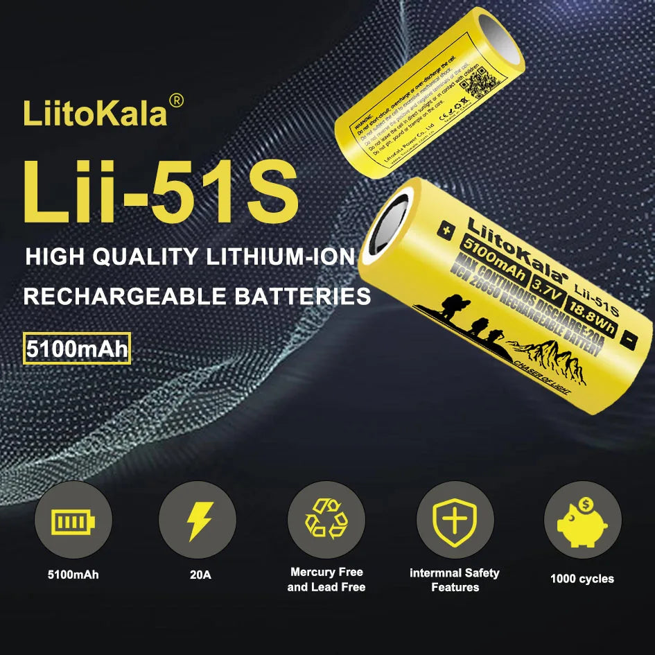 LiitoKala Lii-51S 26650 5200mAh Rechargeable Li-ion Battery