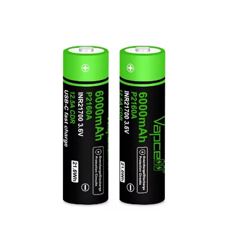 Vapcell P2160A 6000mah 12.5A USB-C 21700 Battery