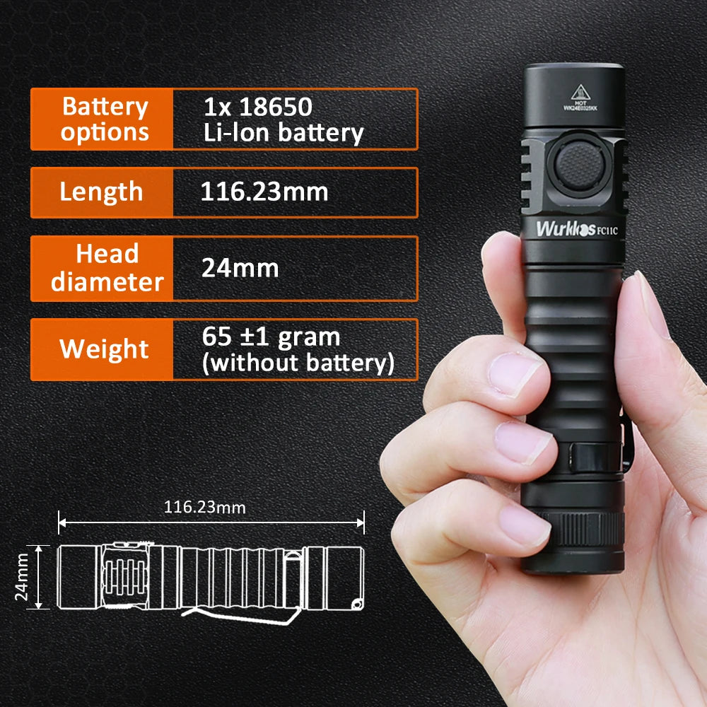 Wurkkos FC11C 1200lm USB-C Flashlight