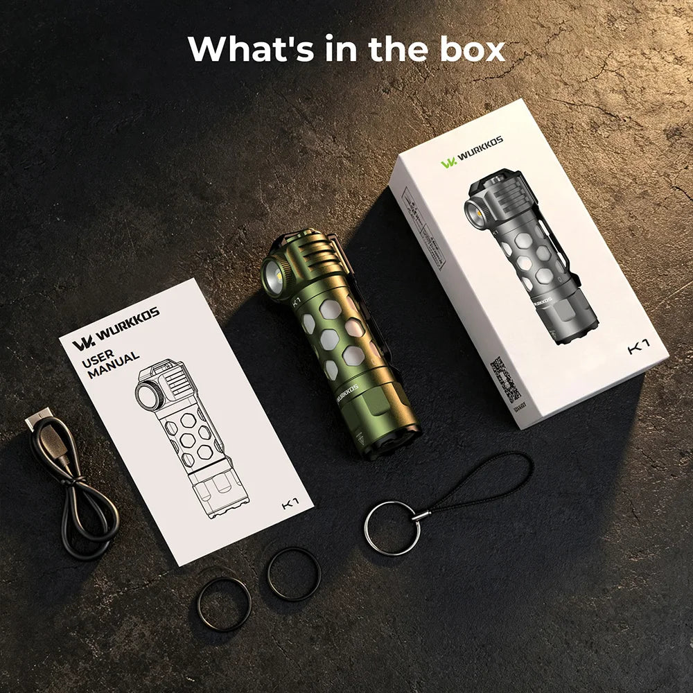 Wurkkos K1 3-in-1 EDC Flashlight – Spot, Flood & 360° Ambient Light