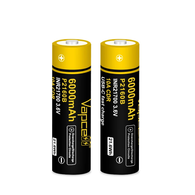 Vapcell P2160B 6000mah 10A 21700 Type- C Battery