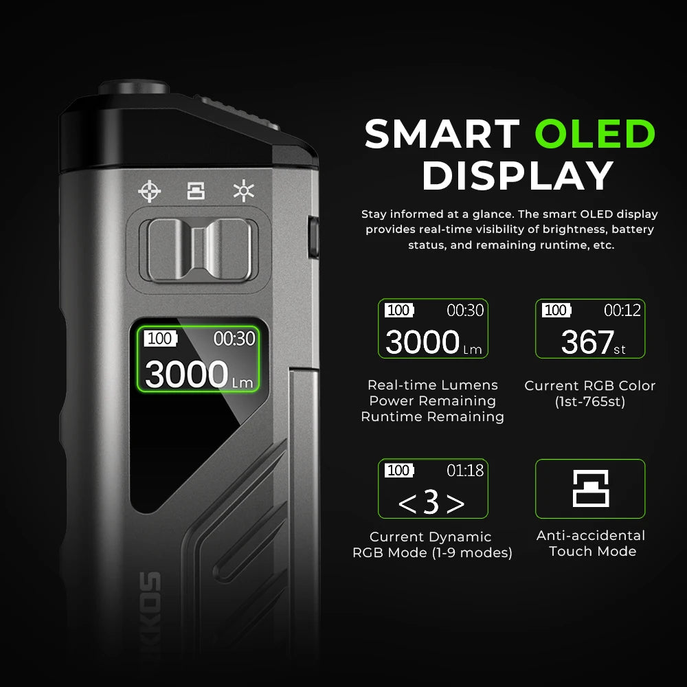 Wurkkos TD11 Smart OLED Tactical Flashlight