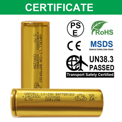 Vapcell INR26800 6200mah 3.7v 25A Rechargeable Li ion Lithium Battery flashlightgo Vapcell INR26800 6200mah 3.7v 25A Rechargeable Li ion Lithium Battery flashlightgo