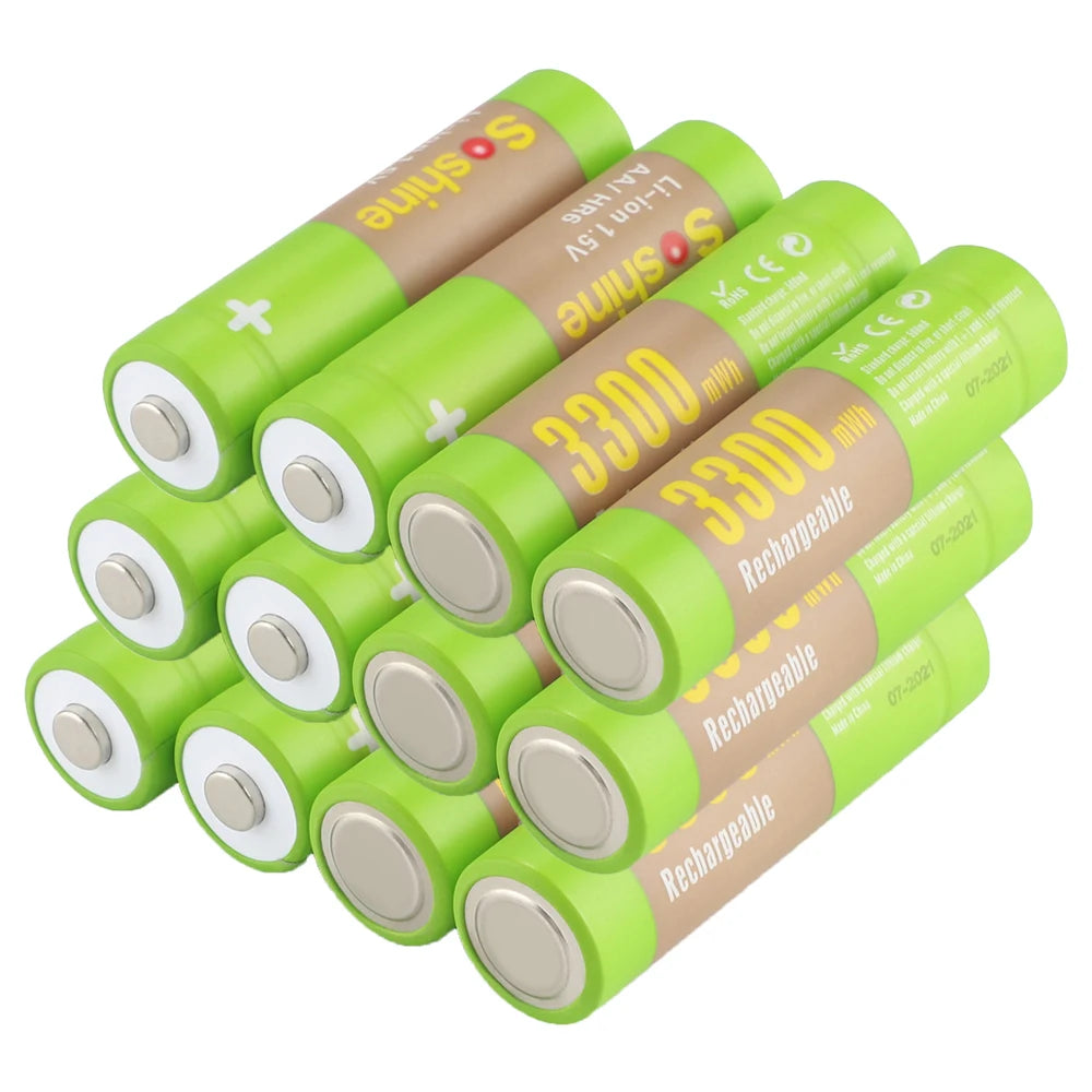 Soshine 1.5V 3300mWh AA Rechargeable Li-ion Battery