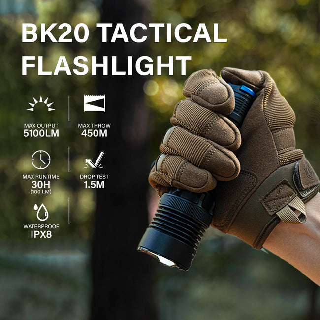 TOWILD BK20 Tactical Flashlight 5100 Lumens High-Brightness