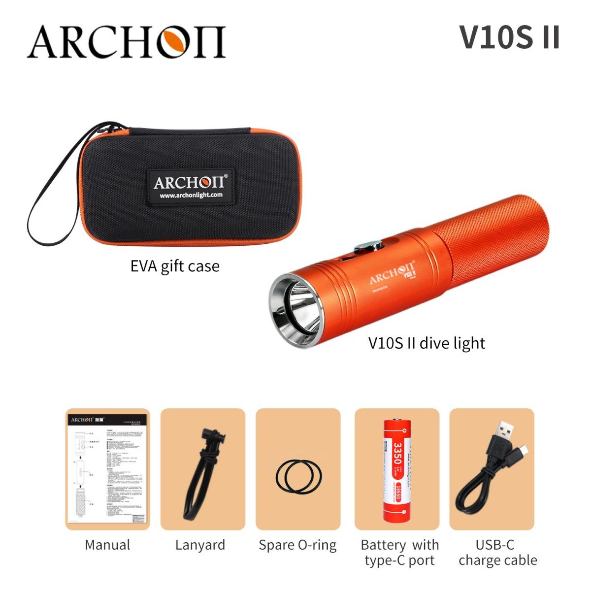 ARCHON V10S II CREE LED HD Videofotografie Tauchlampen