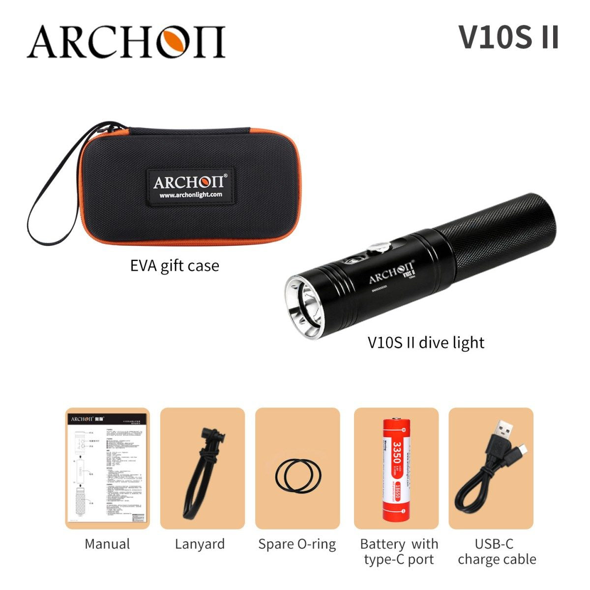 ARCHON V10S II CREE LED HD Videofotografie Tauchlampen