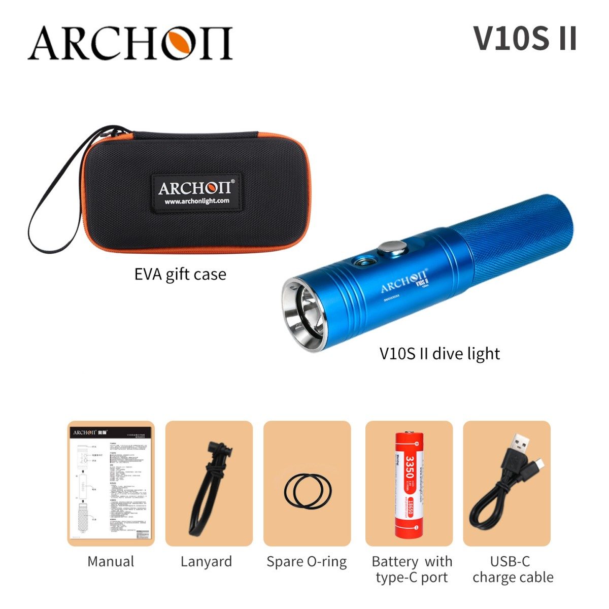 ARCHON V10S II CREE LED HD Videofotografie Tauchlampen