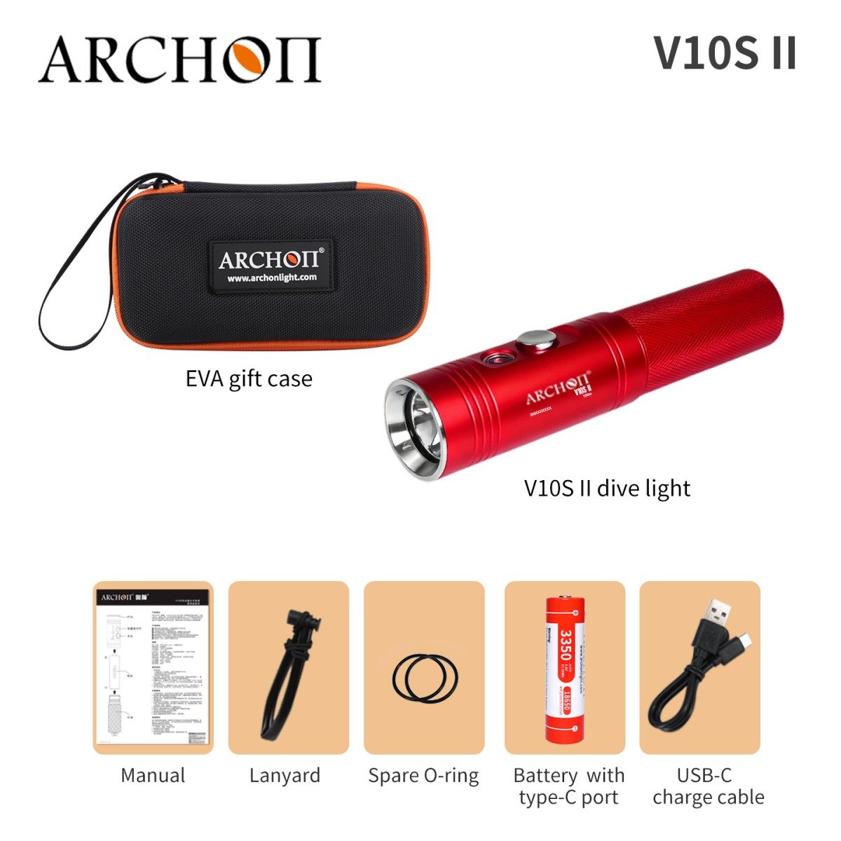 ARCHON V10S II CREE LED HD Videofotografie Tauchlampen
