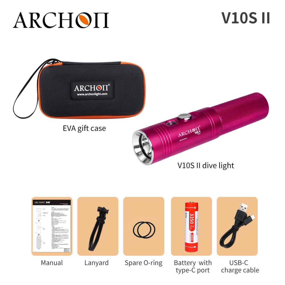 ARCHON V10S II CREE LED HD Videofotografie Tauchlampen