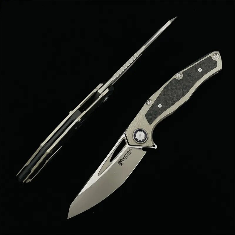 VENOM Lone Ranger M390 CF+Titanium Outdoor Folding knife