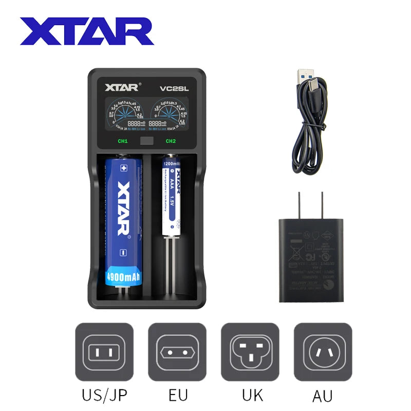 XTAR VC2SL Upgraded USB-C Li-ion/NIMH Battery Charger