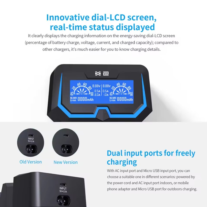 XTAR X2 Dual Input LCD Display Fast Charger