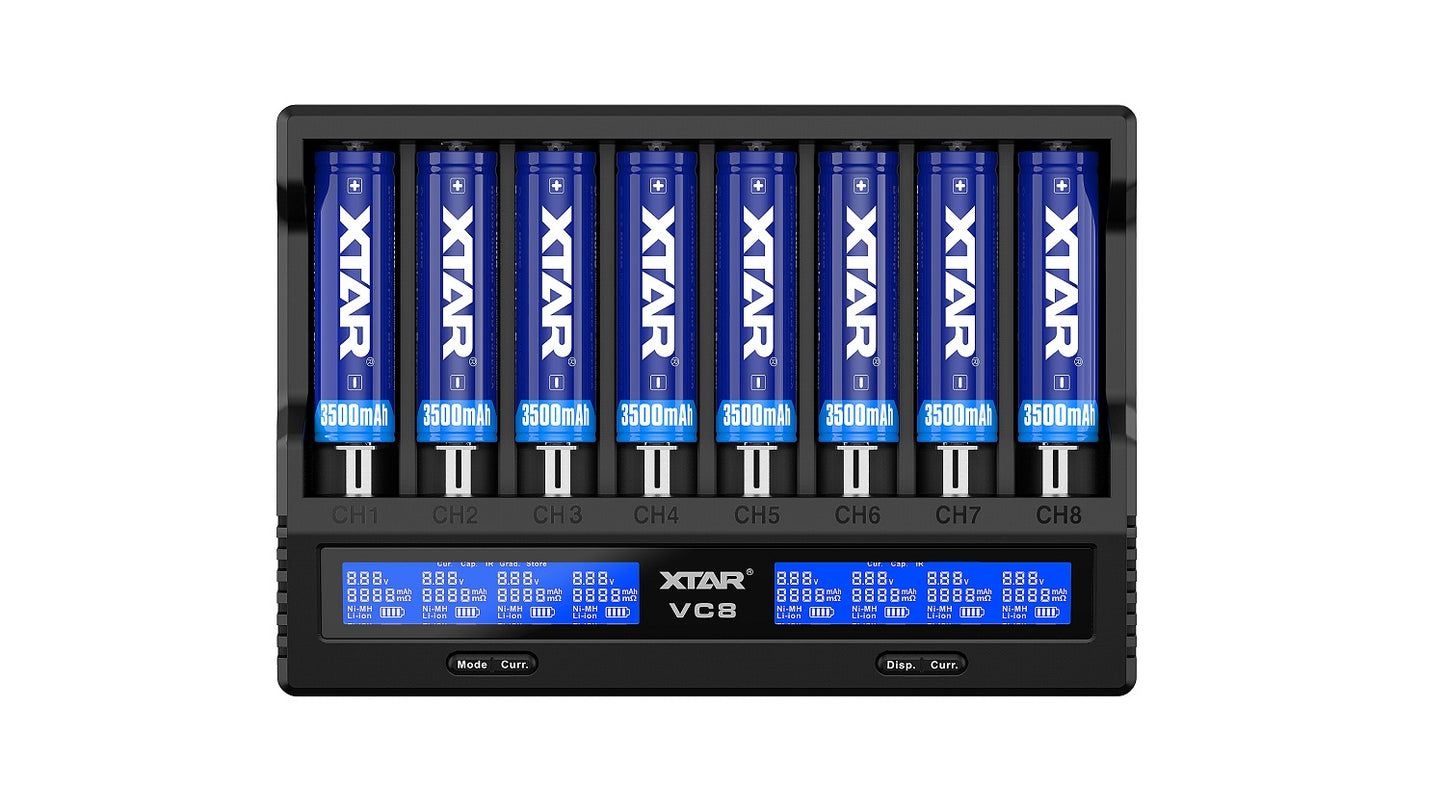 XTAR VC8 Type-C 8 bay intelligent lithium ion battery charger