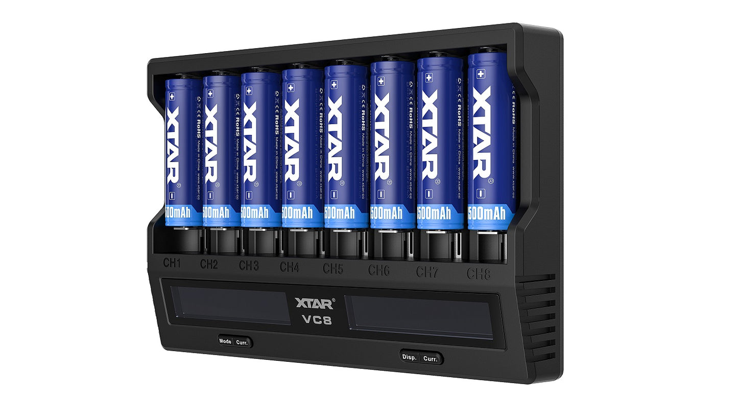 XTAR VC8 Type-C 8 bay intelligent lithium ion battery charger