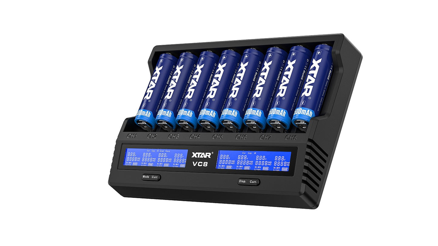 XTAR VC8 Type-C 8 bay intelligent lithium ion battery charger