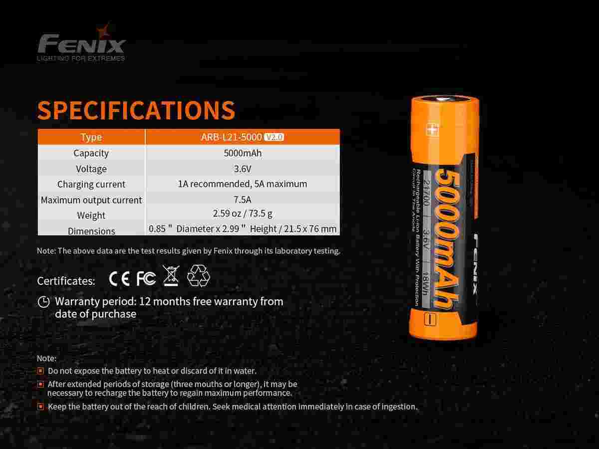 Fenix ARB-L21-5000 V2.0 Rechargeable Battery