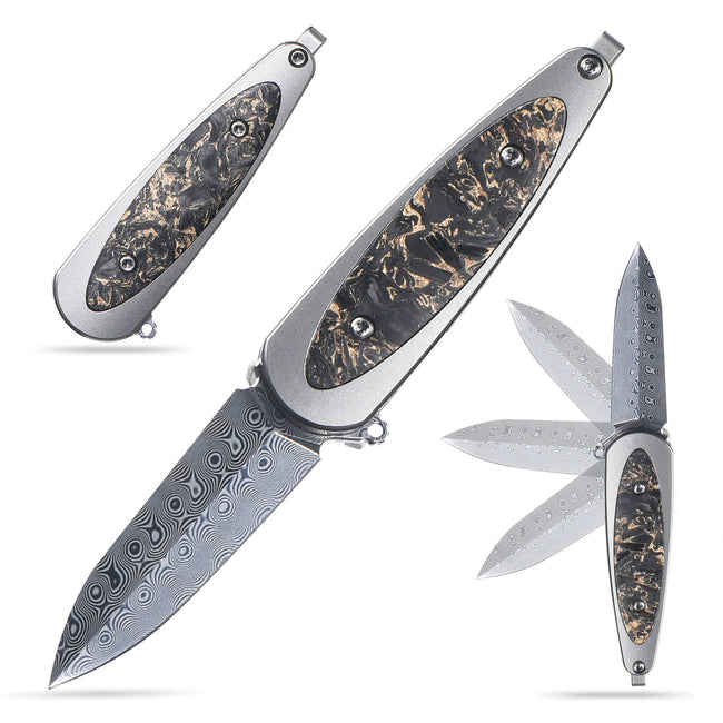 Sitivien ST228 Damascus Steel Blade Folding Camping Knife