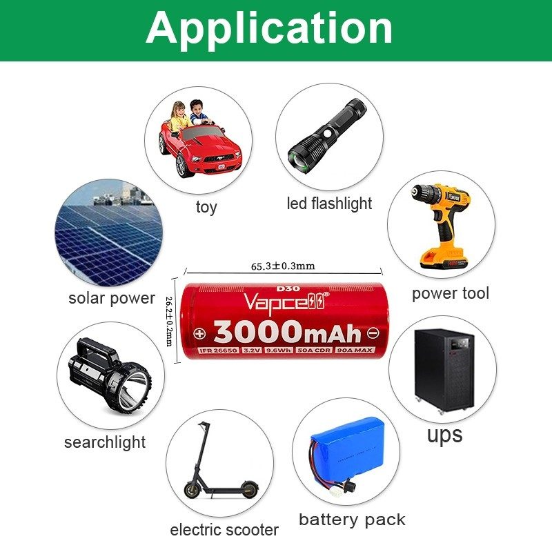 Vapcell D30 50A 3000mAh 26650 Battery