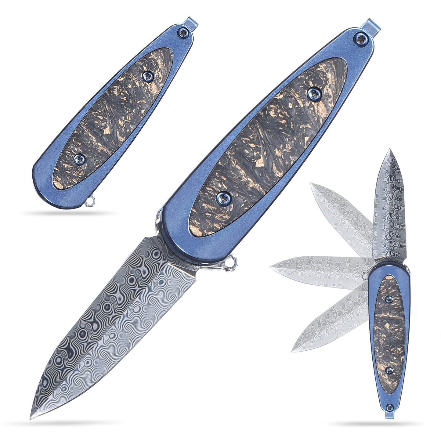 Sitivien ST228 Damascus Steel Blade Folding Camping Knife