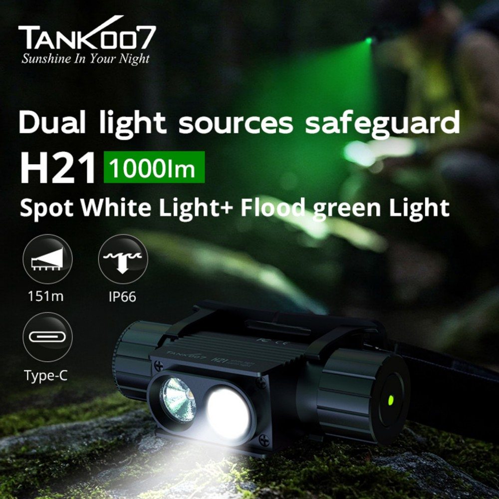 Tank007 H21 Magnetic Dual Lamp Portable Outdoor Headlamp