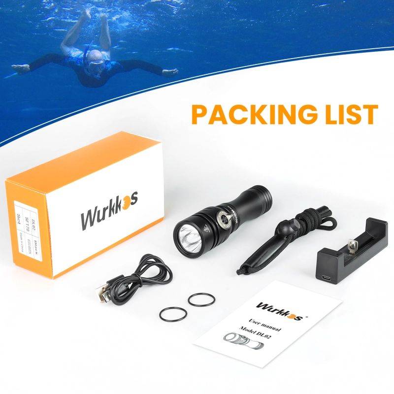 Wurkkos DL02 3000 Lumens Amphibious Diving Flashlight