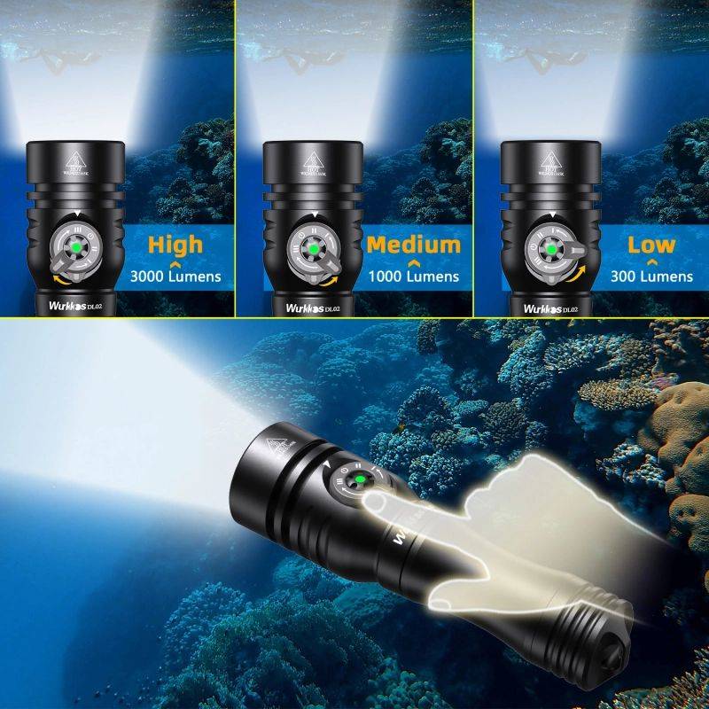 Wurkkos DL02 3000 Lumens Amphibious Diving Flashlight