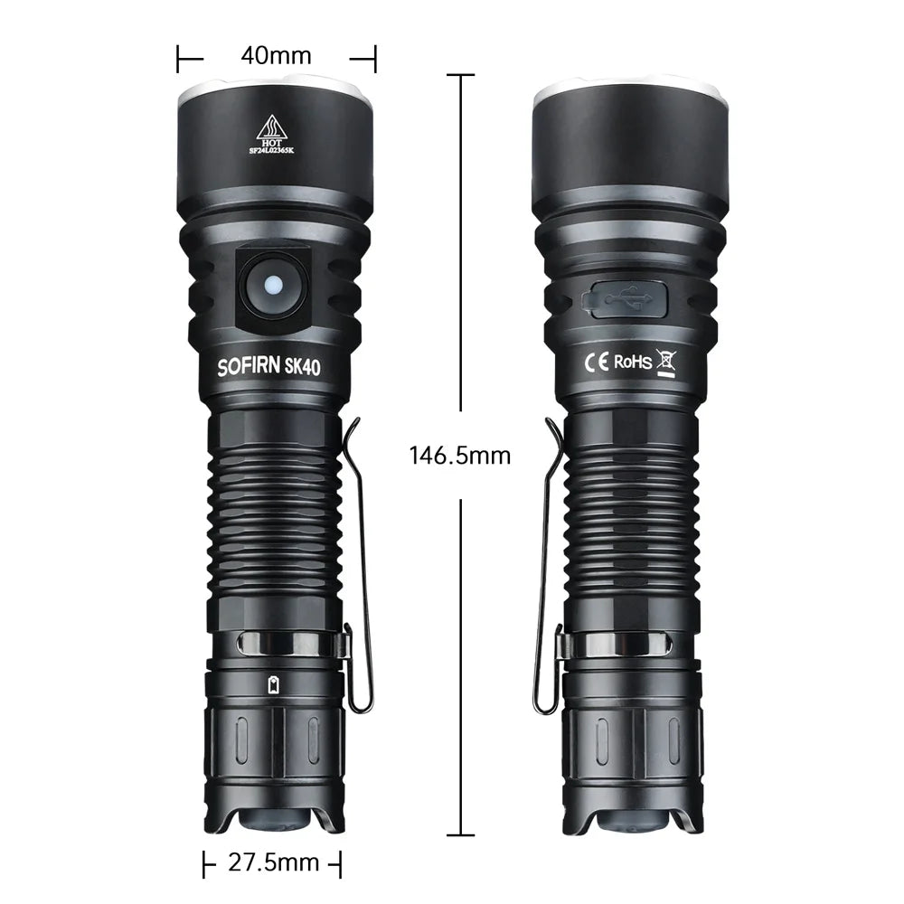 Sofirn SK40 3200 Lumens Dual Switch Tactical Flashlight