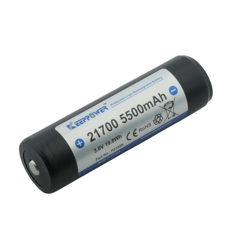Keeppower P2155K 5500mAh Protected Li-ion Rechargeable 21700 Battery