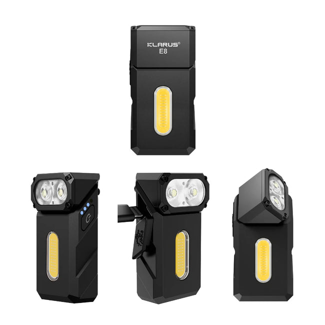 Klarus E8 Triple-Light All-Metal Swivel-Head EDC Flashlight