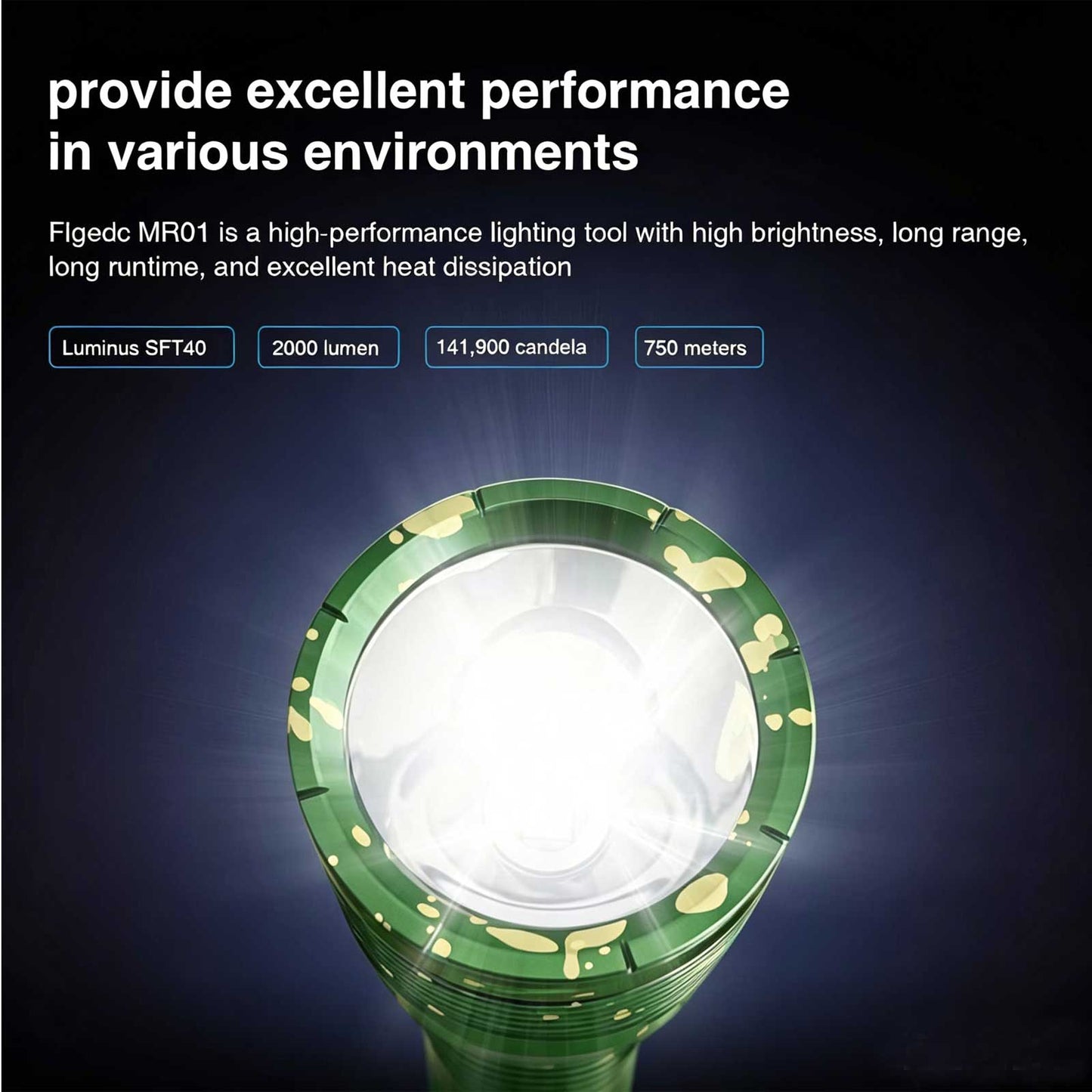 Flgedc MR01 2000lm Rechargeable High Performance Flashlight