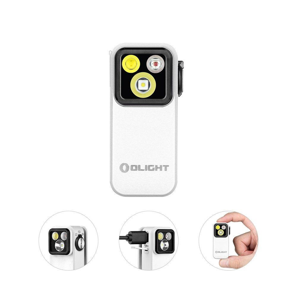 Olight Oclip Pro Clip on Flashlight with Floodlight Spotlight and Red Light