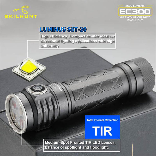Skilhun EC300 2600 lumens Multi-color Rechargeable LED flashlight