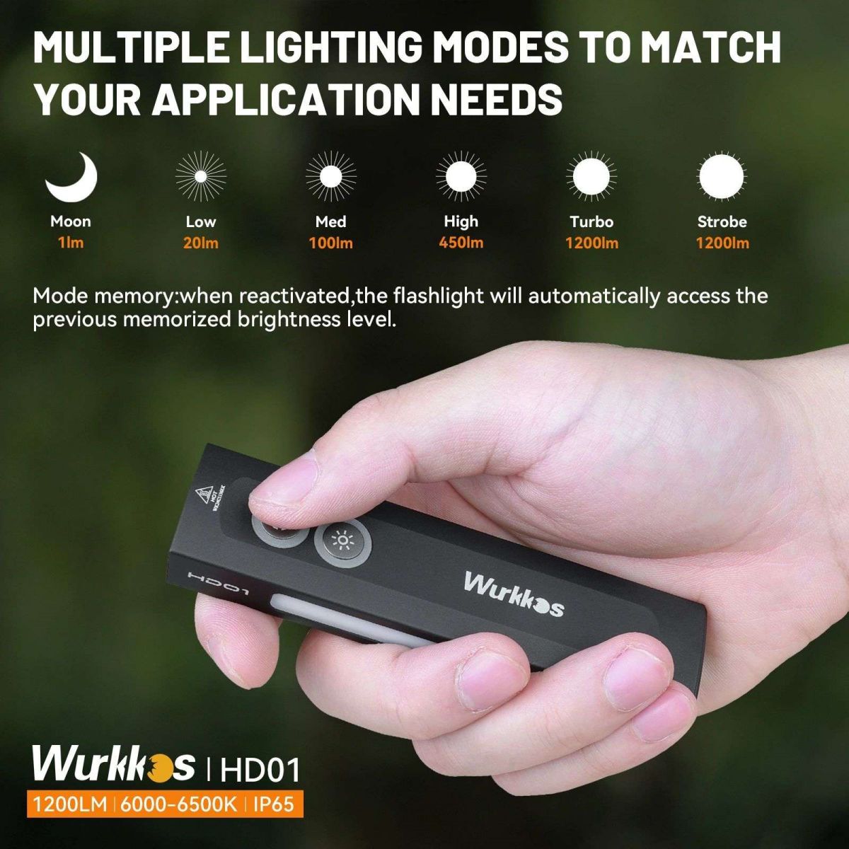 Wurkkos HD01 Rechargeable 1200LM EDC Flashlight with Side RGB Light