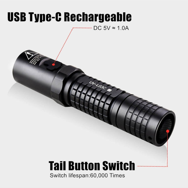 Tank007 UV L03C NDT Forensic Rechargeable 365nm Ultraviolet Torch